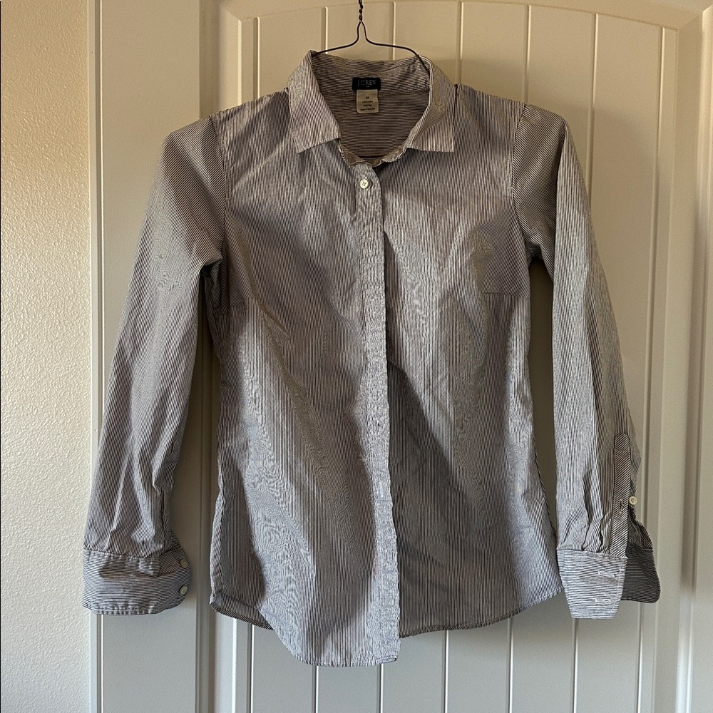 J. Crew Black and White Striped Shirt
